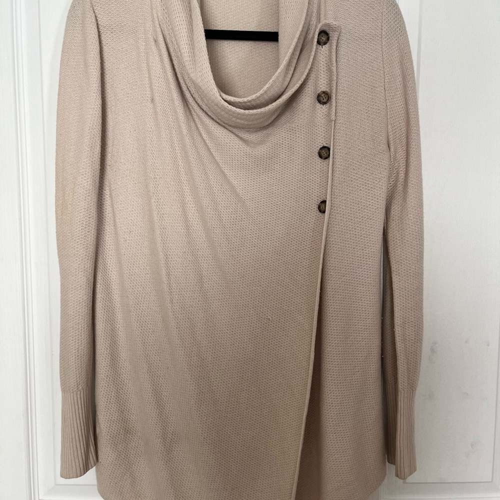 Jigsaw Beige Cowl Neck Sweater with Button Detail